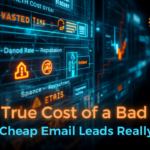 Hidden cost breakdown of a bad email lead showing wasted time, bounces and damaged sender reputation