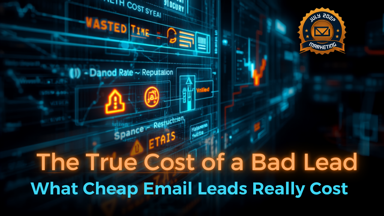 Hidden cost breakdown of a bad email lead showing wasted time, bounces and damaged sender reputation